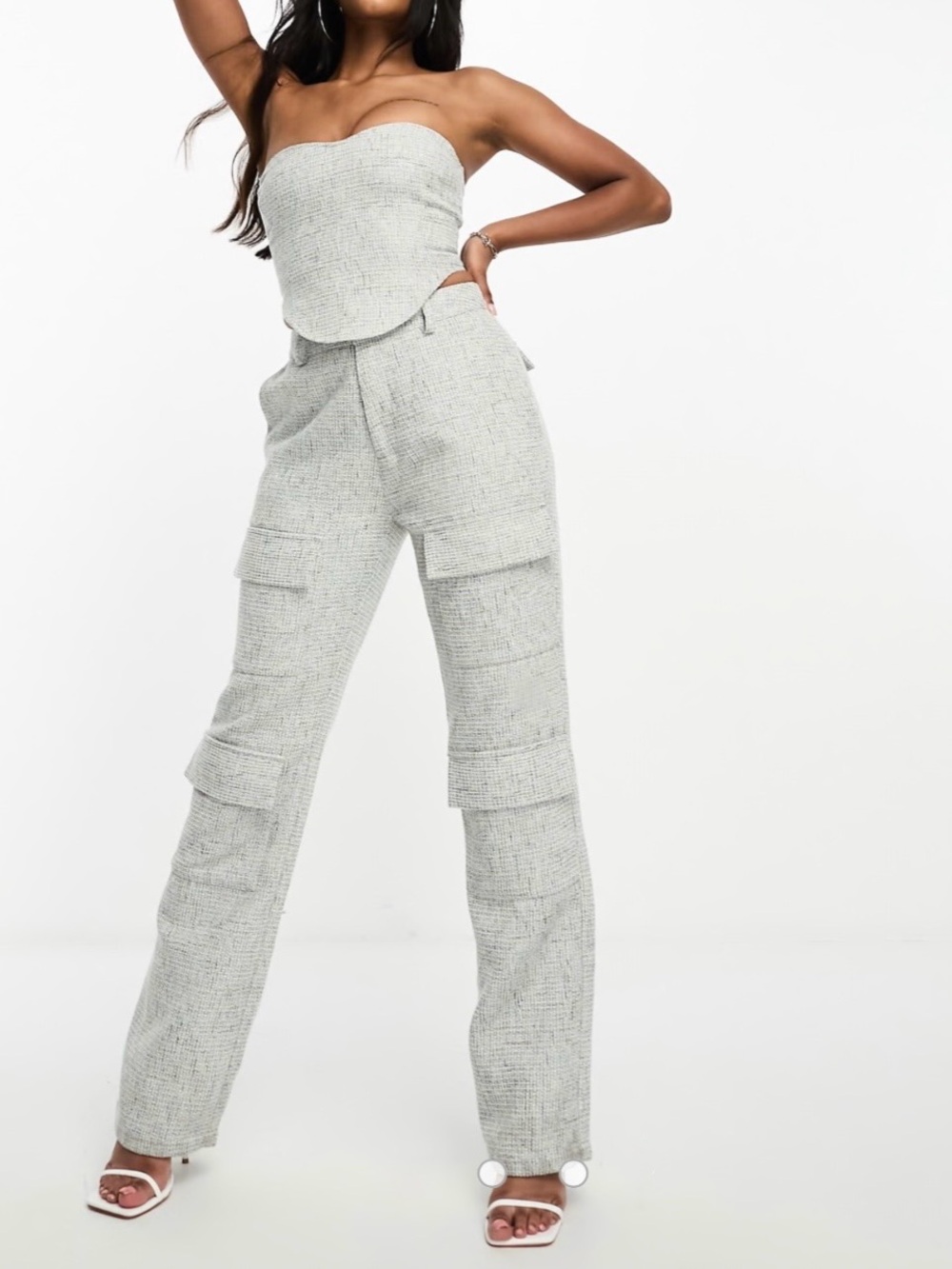 Simmi London Boucle Matching Corset Top & NWT Wide Leg Pants - Size 4